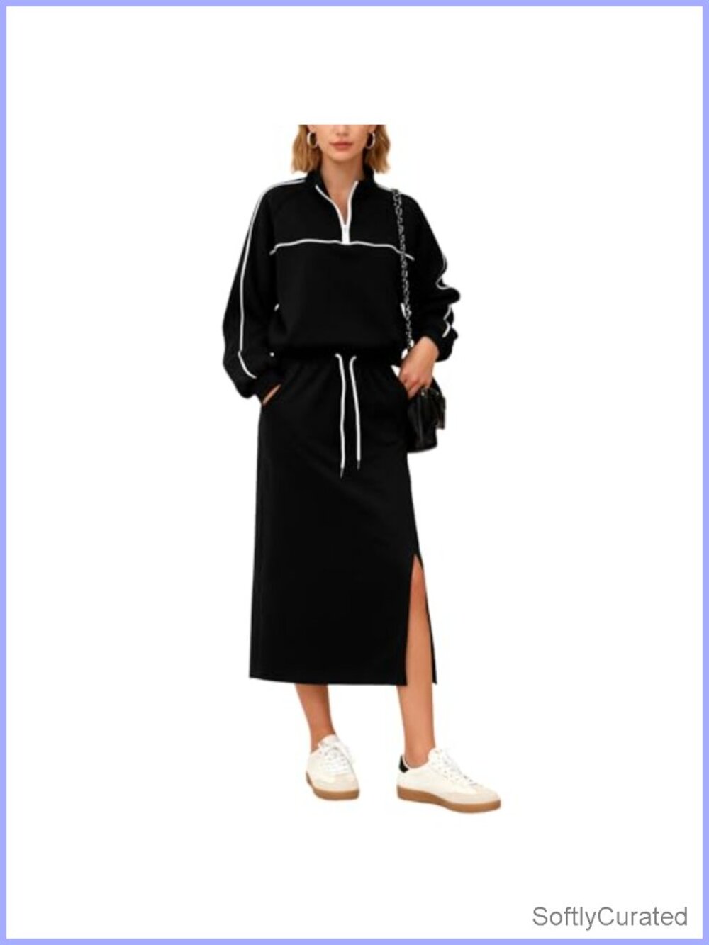 Long Sleeve Skirt Set - Two Piece Lounge Set with Pockets